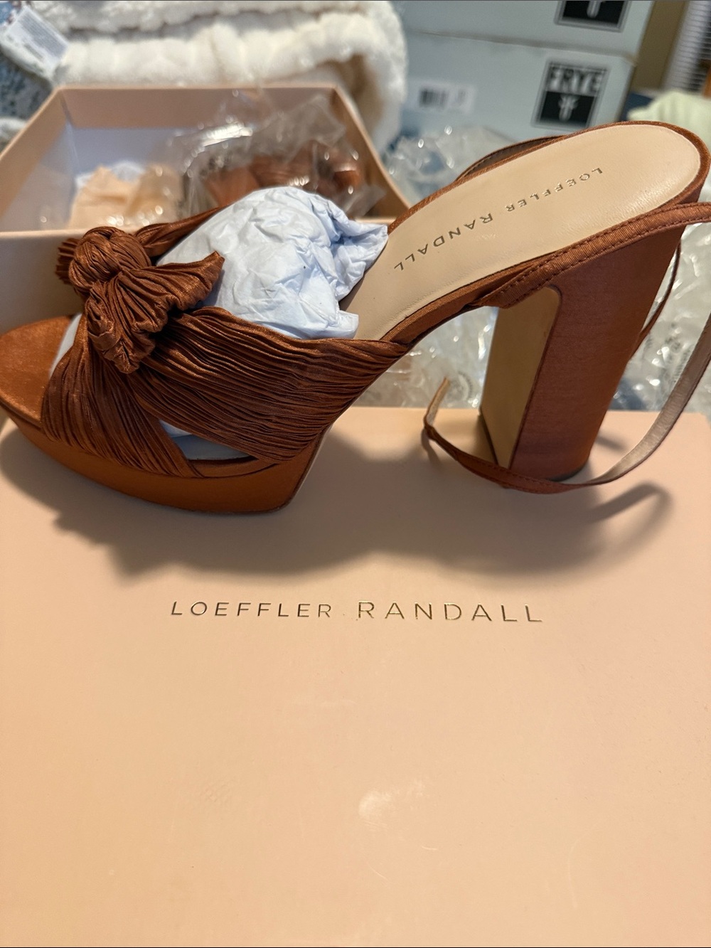 Loeffler Randall Cognac Knotted Platform Slide Heel